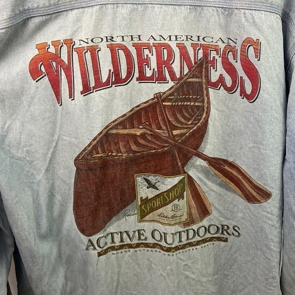 Vtg Eddie Bauer Blue Jean Sz L Button Up Shirt - Picture 3 of 13